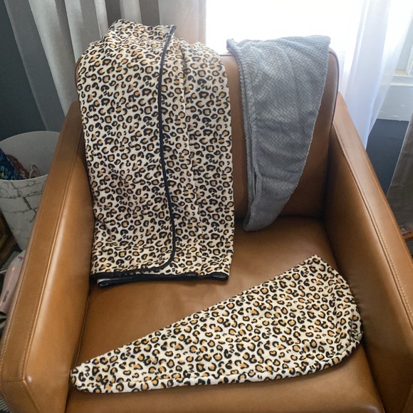 Leopard Print towel wrap, leopard and grey head towel wraps - Picture 4 of 4